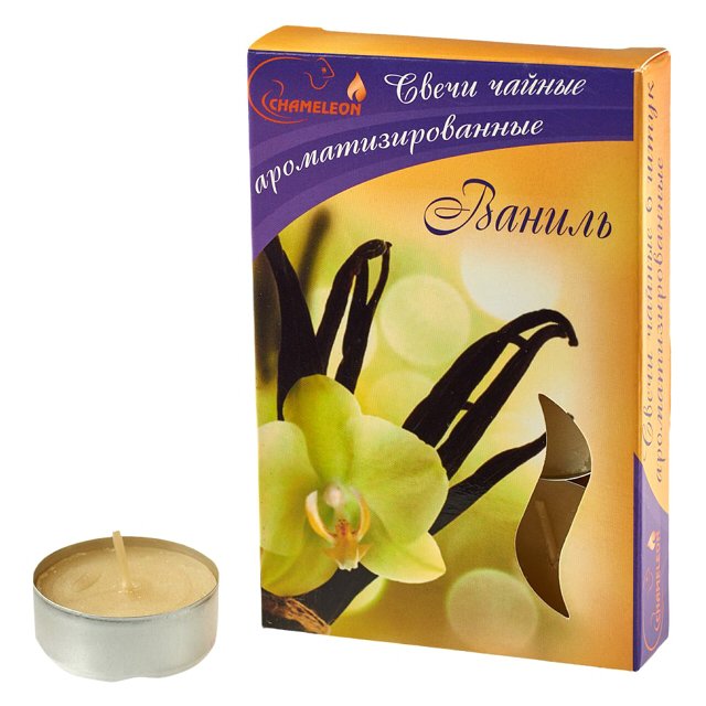 свечи чайные CHAMELEON 6шт 3,75х 1,5см 4ч/г аромат ваниль