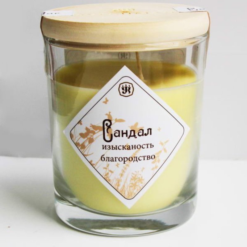 Свеча ароматическая с эфирным маслом сандала (9 см, 200 г, 30 ч)