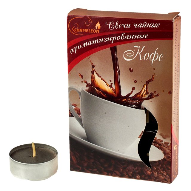свечи чайные CHAMELEON 6шт 3,75х 1,5см 4ч/г аромат кофе