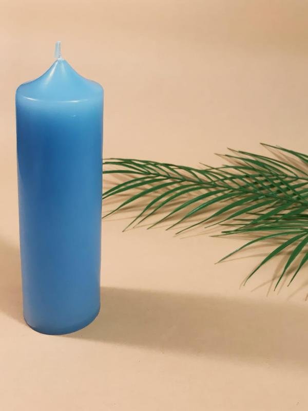 Свеча алтарная голубая 70 часов (0.5 кг, 21 см, голубой)