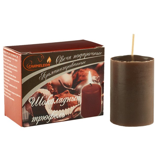 свеча-столбик CHAMELEON Шоколадный трюфель 2шт. 4х6см 6ч/г ароматизированная