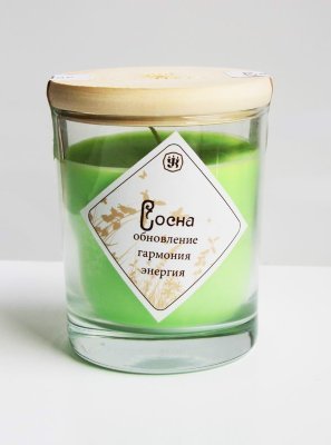 Свеча ароматическая с эфирным маслом сосны (9 см/200 г/30 ч)