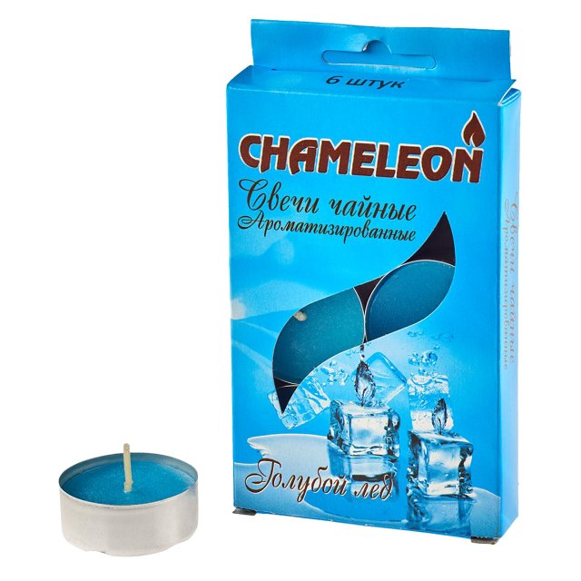 свечи чайные CHAMELEON 6шт 3,75х 1,5см 4ч/г аромат голубой лёд